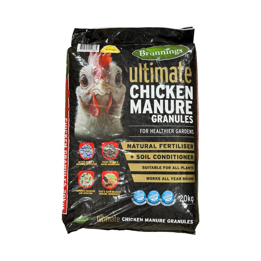 BRUNNINGS ULTIMATE CHICKEN MANURE GRANULES 20KG