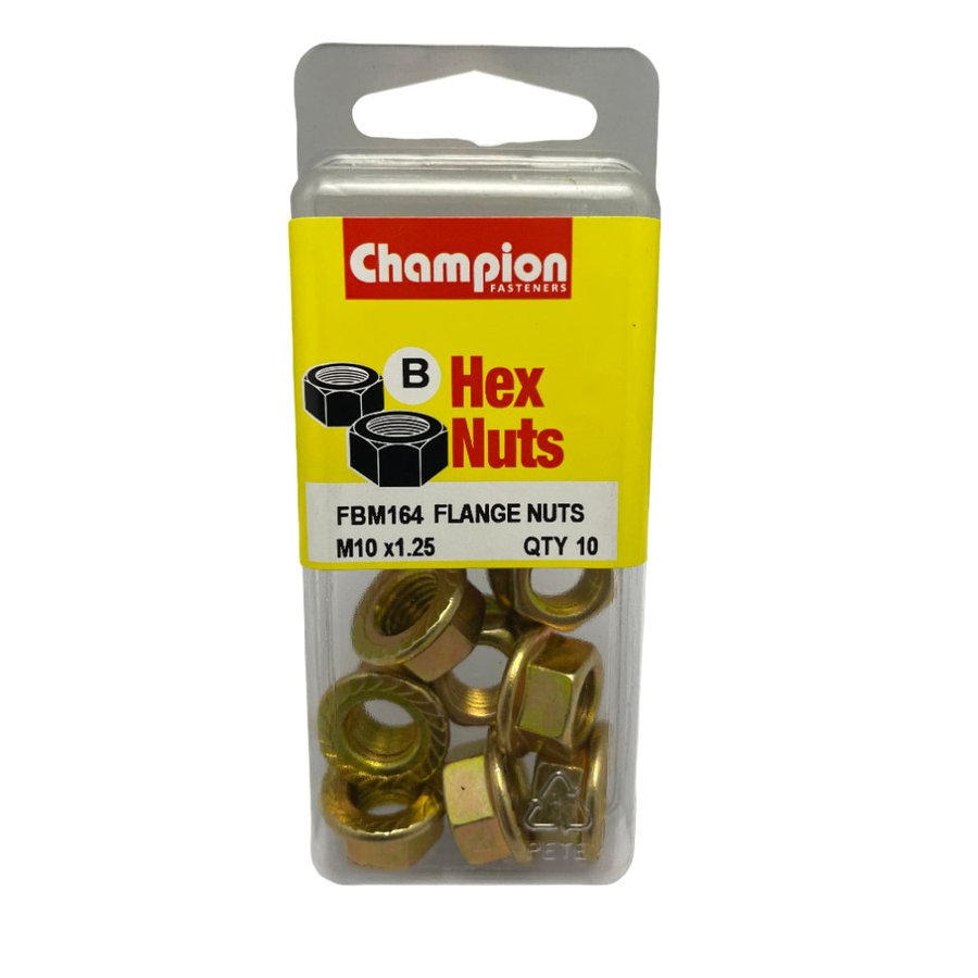 M10 HEX FLANGE NUT ZINC PLATED FINE THREAD