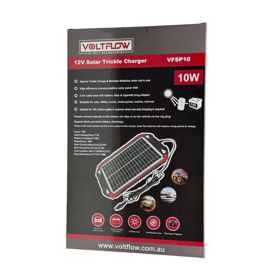 VOLTFLOW 10W SOLAR TRICKLE CHARGER 12V