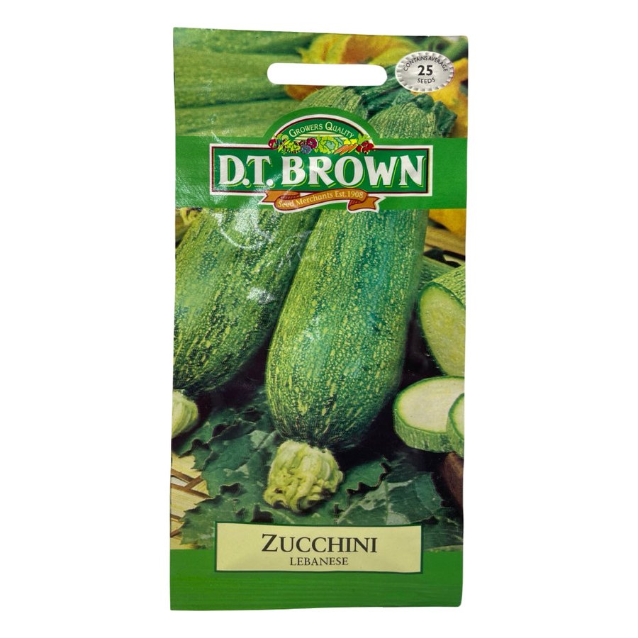D.T BROWN - ZUCCHINI LEBANESE -  25 SEED PACK